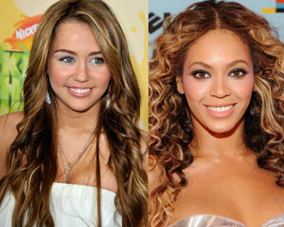 Miley Cyrus and Beyonce Knowles