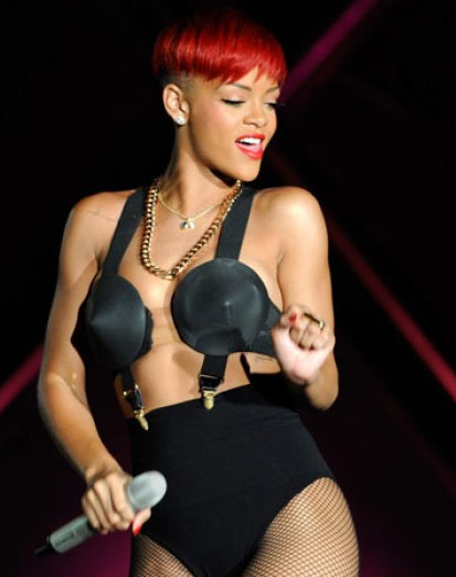 rihanna hair color. Rihanna with Red Hair Color