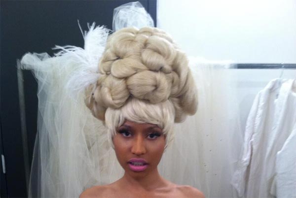 Nicki Minaj Poses Topless In Wedding Dress