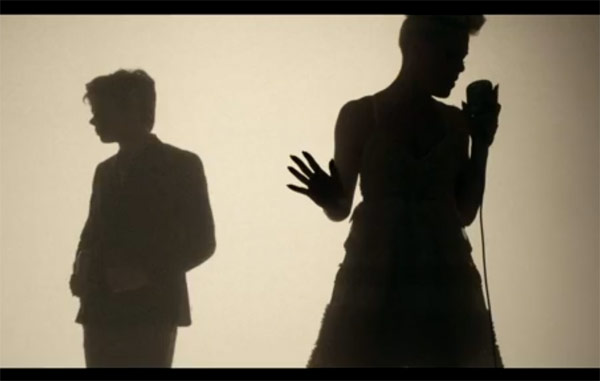 Pink in the music video Just Give Me A Reason featuring Nate Ruess