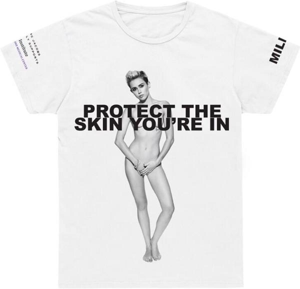 Miley Cryus Gets Naked For Protect Th Skin You're In Charity T-Shirt - Marc Jacobs
